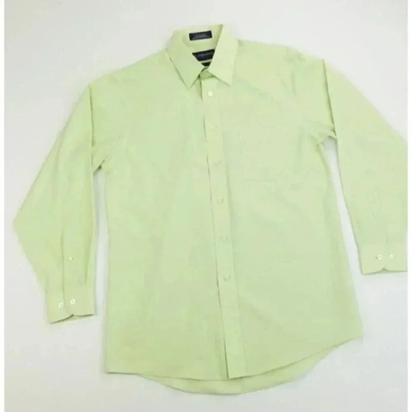 Stafford 15 32-33 Classic Fit Men's The Super Shirt Lime Green Long Sleeve - Picture 5 of 6